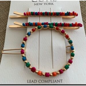 Colorful Seed Bead Circle hair pins clips boho bohemian hippie fairy cottagecore